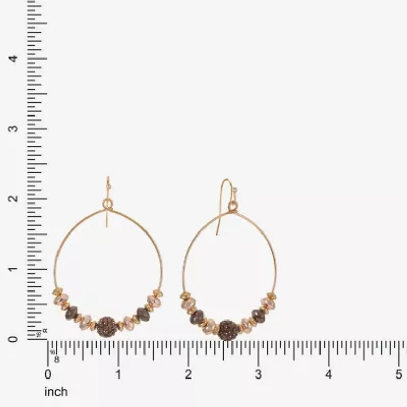 Liz Claiborne Tri Tone Beaded Womens 53mm Hoop Earrings