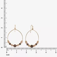 Liz Claiborne Tri Tone Beaded Womens 53mm Hoop Earrings