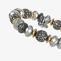 Liz Claiborne Tri Tone Beaded Womens Stretch Bracelet