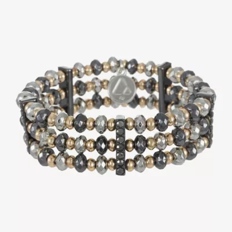 Liz Claiborne Tri Tone Beaded Womens Stretch Bracelet
