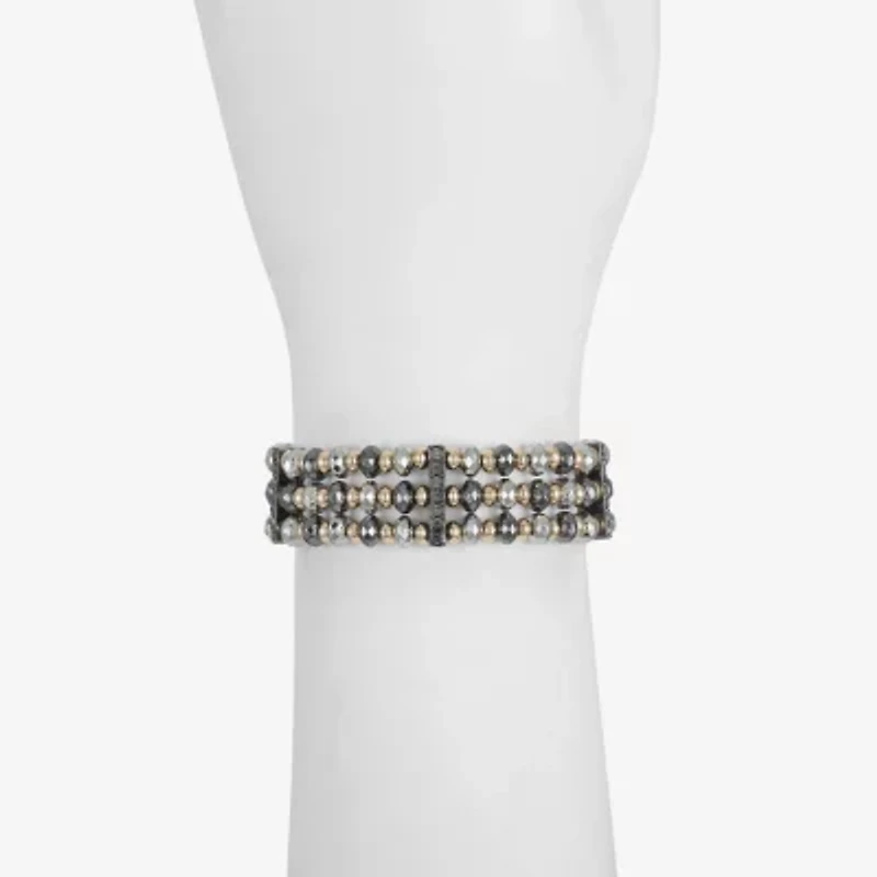 Liz Claiborne Tri Tone Beaded Womens Stretch Bracelet