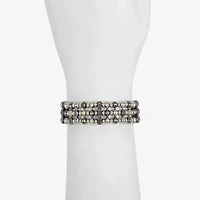 Liz Claiborne Tri Tone Beaded Womens Stretch Bracelet