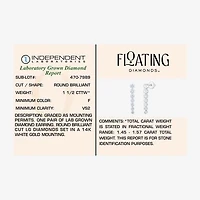 Floating Diamonds (F, Vs2) Womens 1 1/2 CT. T.W. Lab Grown White Diamond 14K White Gold Drop Earrings