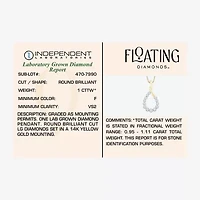 Floating Diamonds (F, Vs2) Womens 1 CT. T.W. Lab Grown White Diamond 14K Gold 18 Inch Pendant Necklace