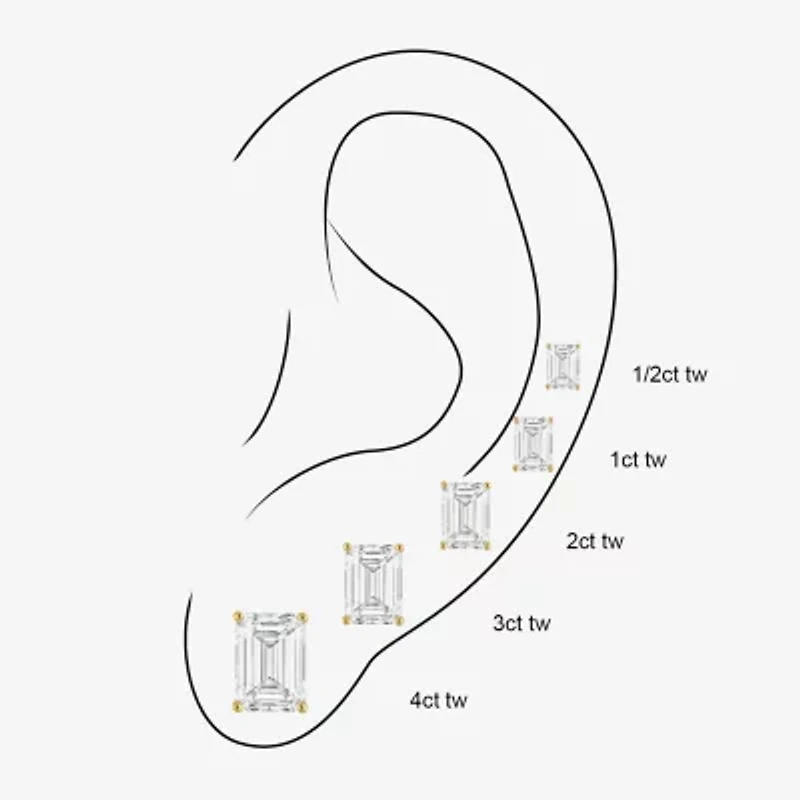 (E-F, Si1-Si2) 1/2 CT. T.W. Lab Grown White Diamond 10K Gold 4.4mm Stud Earrings