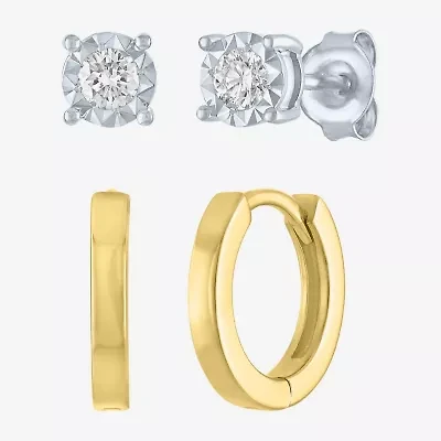 Yes, Please! (G-H, Si2-I1) Womens 1/4 CT. T.W. Lab Grown White Diamond Sterling Silver 2 Pair Jewelry Set