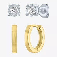 Yes, Please! (G-H, Si2-I1) Womens 1/4 CT. T.W. Lab Grown White Diamond Sterling Silver 2 Pair Jewelry Set