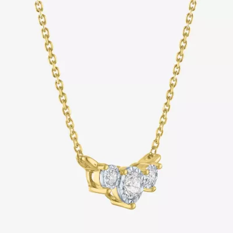 (G-H, Si2-I1) Womens 1/4 CT. T.W. Lab Grown White Diamond 14K Gold Over Silver 16 Inch Pendant Necklace