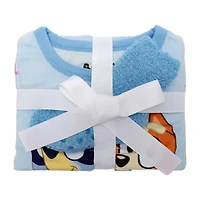 Toddler Girls Bluey Velour Crew Neck Long Sleeve 3-pc. Pajama Sets
