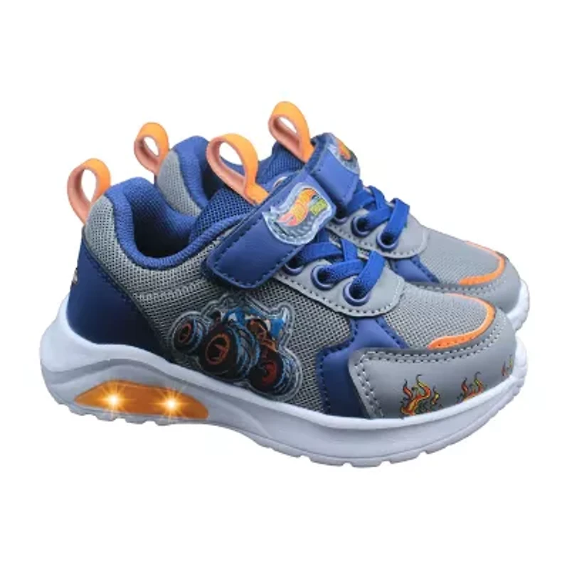 Hot Wheels Monster Trucks Toddler Boys' Light-Up Sneakers - 5-Alarm Black, White & Red, 9 Boys