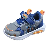 Hot Wheels Monster Trucks Toddler Boys' Light-Up Sneakers - 5-Alarm Black, White & Red, 9 Boys