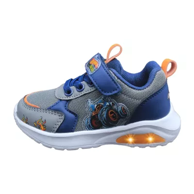 Hot Wheels Monster Trucks Toddler Boys' Light-Up Sneakers - 5-Alarm Black, White & Red, 9 Boys