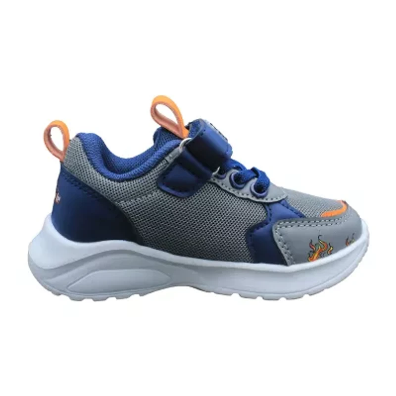 Hot Wheels Monster Trucks Toddler Boys' Light-Up Sneakers - 5-Alarm Black, White & Red, 9 Boys