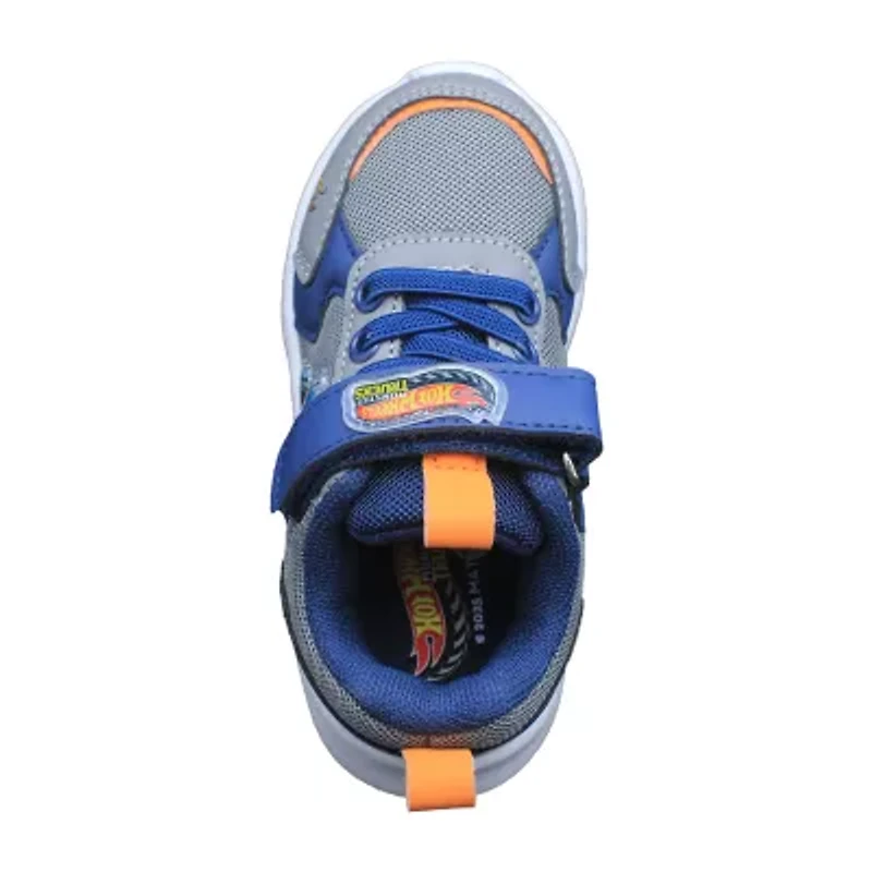Hot Wheels Monster Trucks Toddler Boys' Light-Up Sneakers - 5-Alarm Black, White & Red, 9 Boys