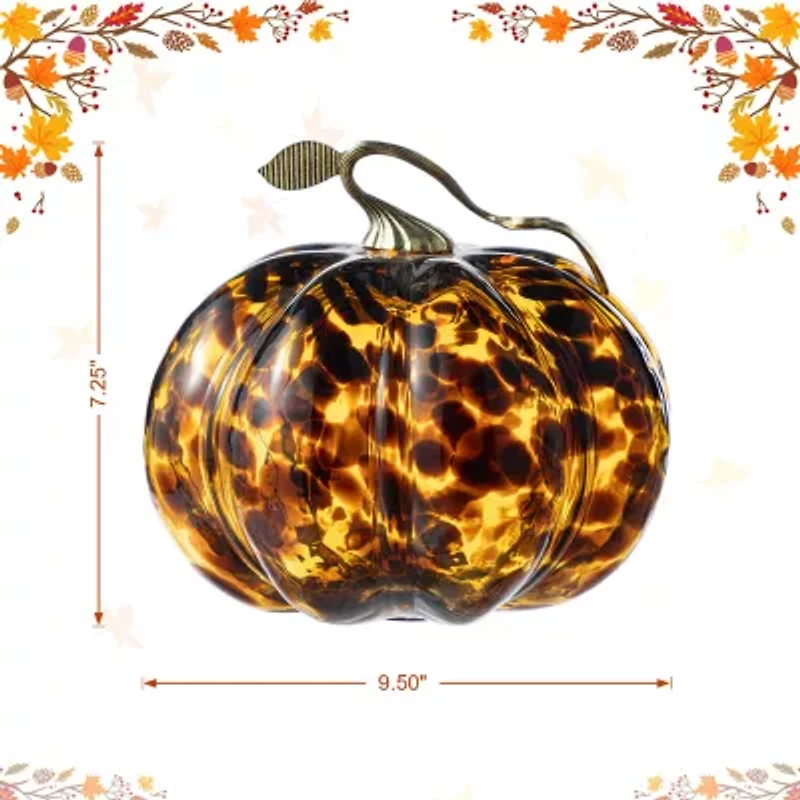 Glitzhome 9.5 Glass Pumpkin Thanksgiving Tabletop Decor
