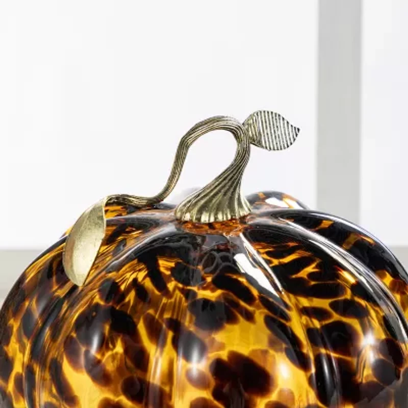 Glitzhome 9.5 Glass Pumpkin Thanksgiving Tabletop Decor