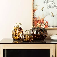 Glitzhome 9.5 Glass Pumpkin Thanksgiving Tabletop Decor