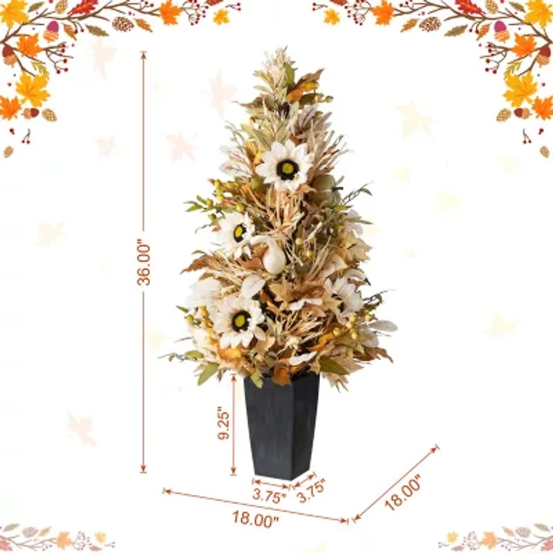 Glitzhome 36 Porch Tree Thanksgiving Tabletop Decor