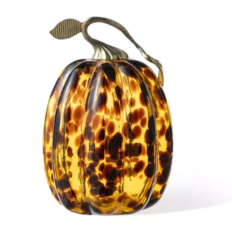 Glitzhome 7.75 Glass Pumpkin Thanksgiving Tabletop Decor