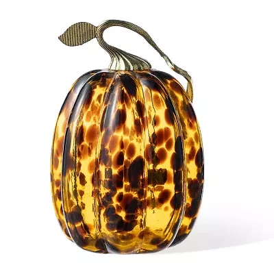 Glitzhome 7.75 Glass Pumpkin Thanksgiving Tabletop Decor
