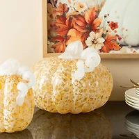 Glitzhome 8.5 Glass Pumpkin Thanksgiving Tabletop Decor