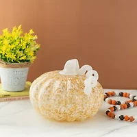 Glitzhome 8.5 Glass Pumpkin Thanksgiving Tabletop Decor