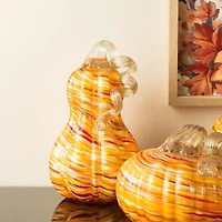 Glitzhome 8.5 Glass Gourd Thanksgiving Tabletop Decor