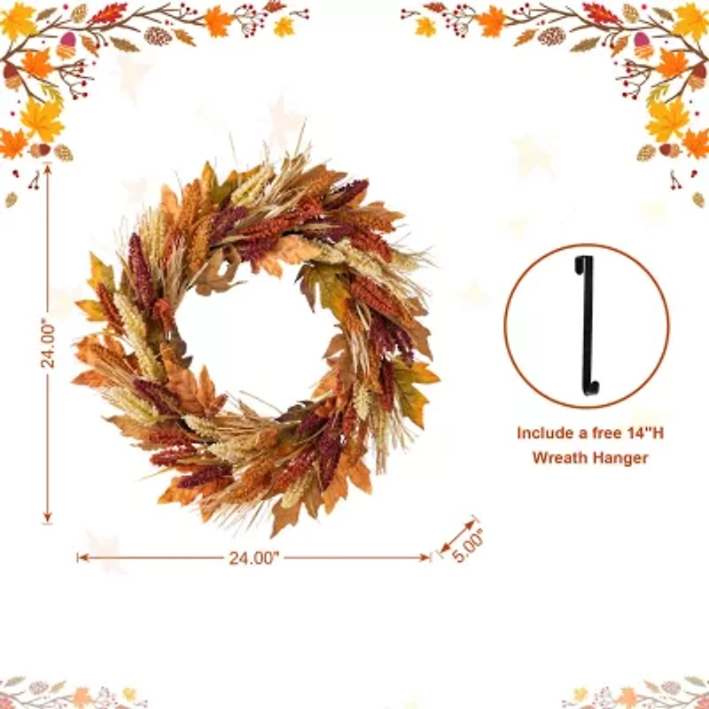 Glitzhome 24 Wreath Hanger Thanksgiving Tabletop Decor