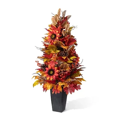 Glitzhome 36"H Fall Sunflower, Pinecone And Berry Porch Tree Thanksgiving Tabletop Decor