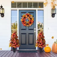 Glitzhome 36"H Fall Sunflower, Pinecone And Berry Porch Tree Thanksgiving Tabletop Decor