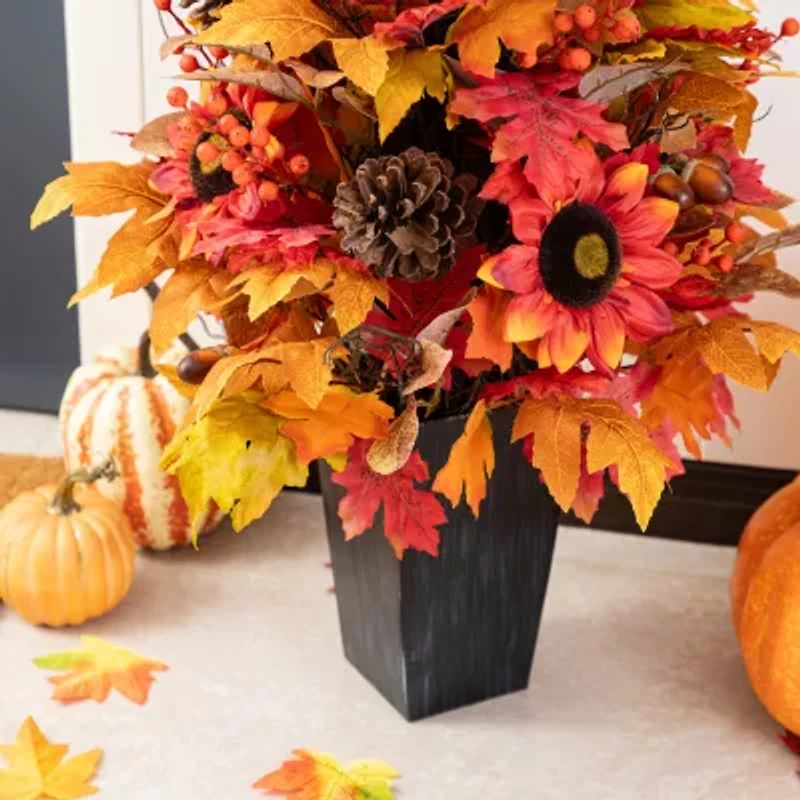 Glitzhome 36"H Fall Sunflower, Pinecone And Berry Porch Tree Thanksgiving Tabletop Decor