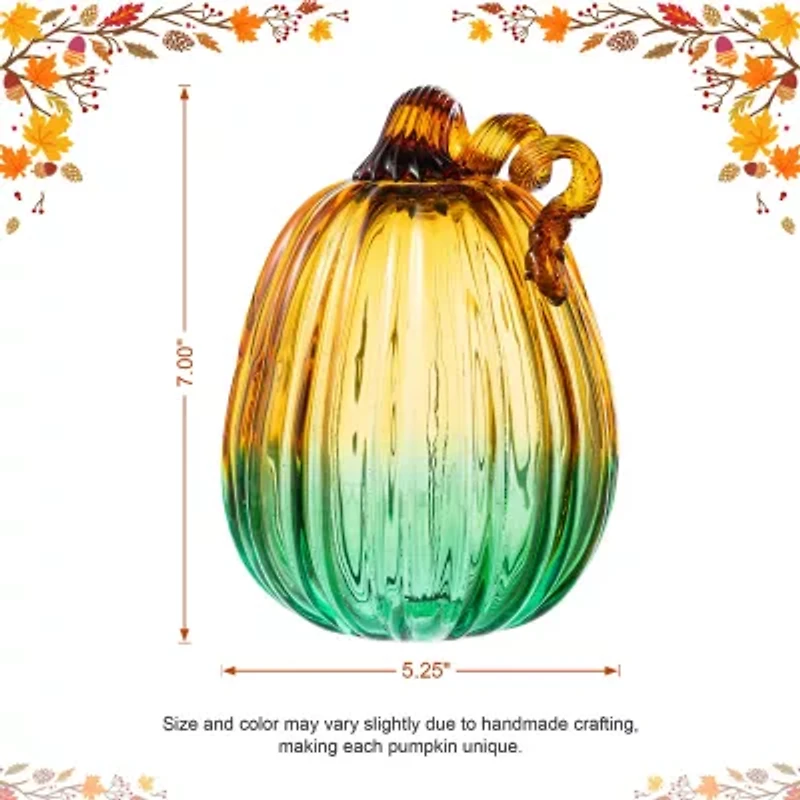 Glitzhome 7 Glass Pumpkin Thanksgiving Tabletop Decor