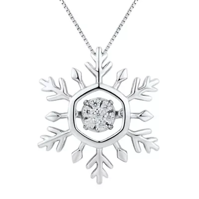 1/10 CT. T.W. Diamond Sterling Silver Snowflake Pendant Necklace