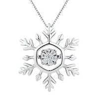 1/10 CT. T.W. Diamond Sterling Silver Snowflake Pendant Necklace