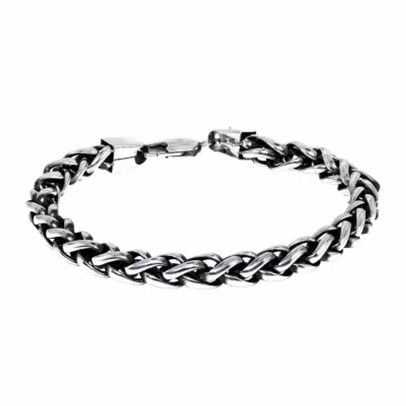 Mens Stainless Steel Inch Solid Wheat Chain Bracelet
