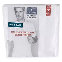 Stafford Heavyweight Mens 4 Pack Short Sleeve Crew Neck T-Shirt Big and Tall