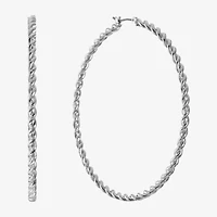 Liz Claiborne Silver Tone Womens 63.5mm Hypoallergenic Hoop Earrings