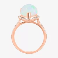 Effy Womens 3/8 CT. T.W. Diamond &  Genuine White Opal 14K Rose Gold Cocktail Ring