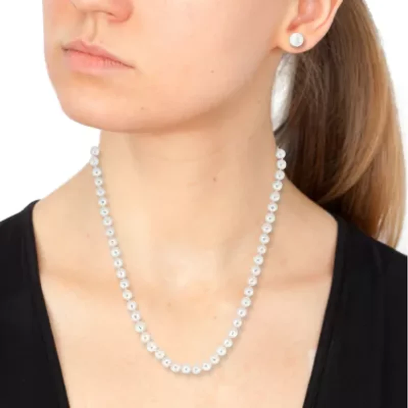 Effy  Womens White Cultured Freshwater Pearl Sterling Silver 2-pc. Jewelry Set