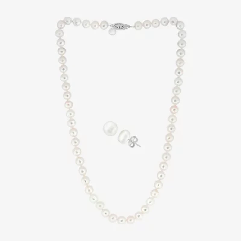 Effy Womens White Cultured Freshwater Pearl Sterling Silver 2-pc. Jewelry Set