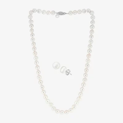 Effy  Womens White Cultured Freshwater Pearl Sterling Silver 2-pc. Jewelry Set