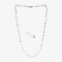 Effy  Womens White Cultured Freshwater Pearl Sterling Silver 2-pc. Jewelry Set