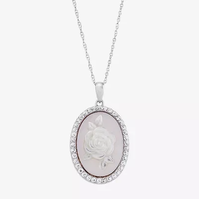 Cameo Womens Pink Mother Of Pearl Sterling Silver Flower 18 Inch Pendant Necklace