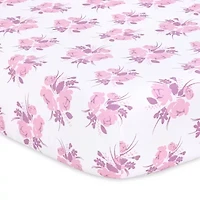 The Peanutshell Purple Floral 4-pc. Crib Sheet