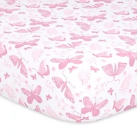 The Peanutshell Pink Butterfly 4-pc. Crib Sheet