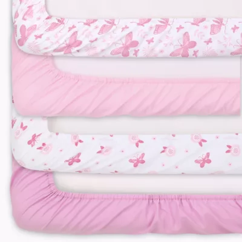 The Peanutshell Pink Butterfly 4-pc. Crib Sheet