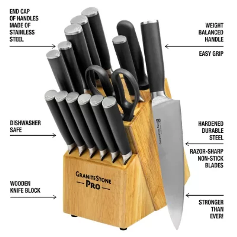 Granitestone 15-pc. Knife Block Set