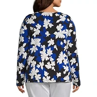Liz Claiborne Womens Asymmetrical Neck Long Sleeve Plus Blouse