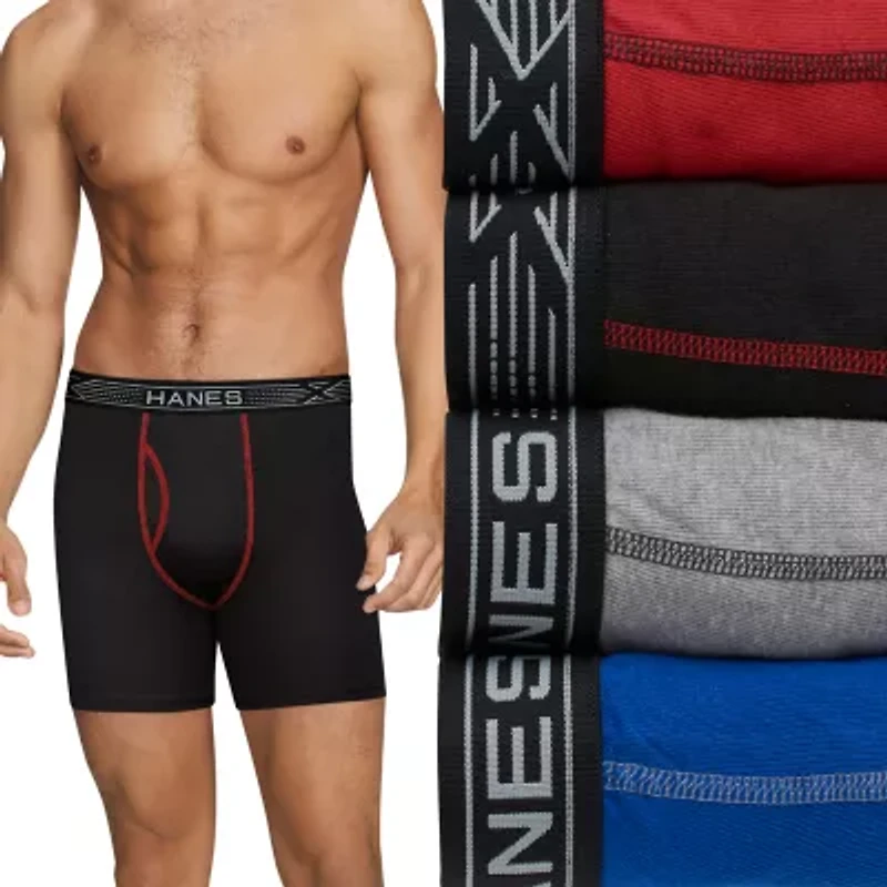 Hanes Sport X-Temp Comfort Mens 4 Pack Boxer Briefs Uxcba4