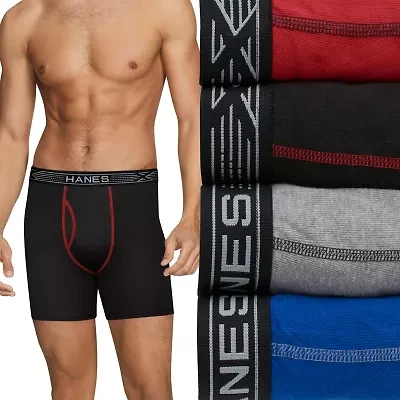 Hanes Sport X-Temp Comfort Mens 4 Pack Boxer Briefs Uxcba4